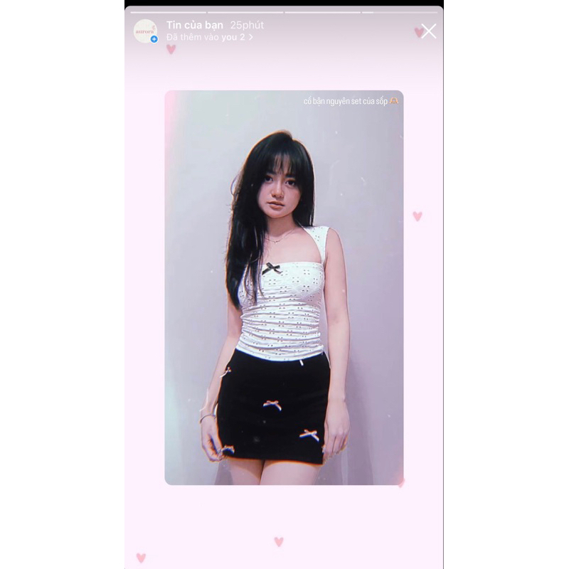 Aurora.loriee Chân váy đính nơ dễ thương form mini skirt