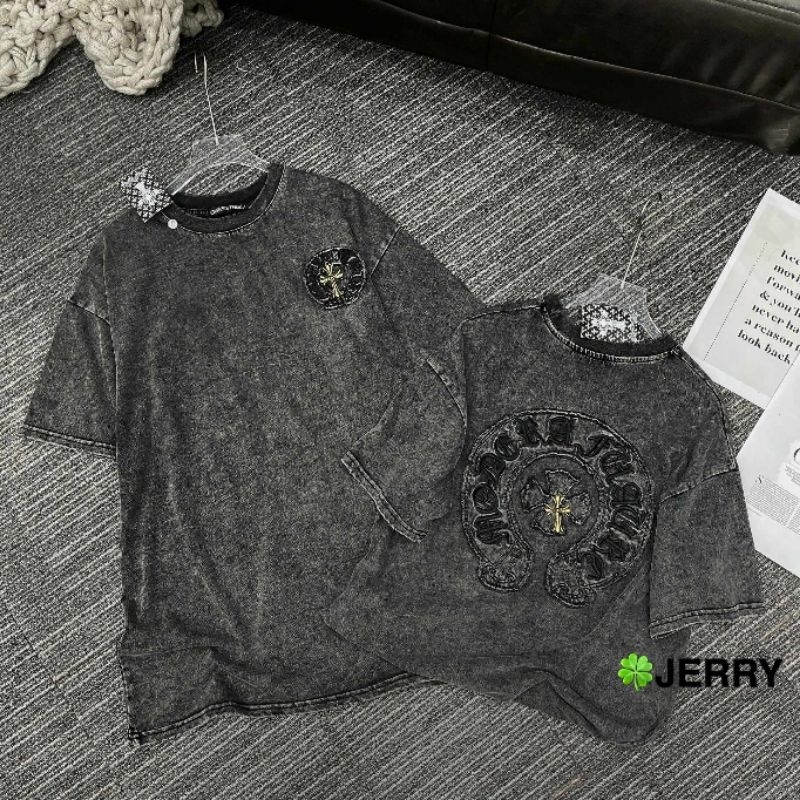 Áo phông loang rách gấu logo thêu hàng QCL1