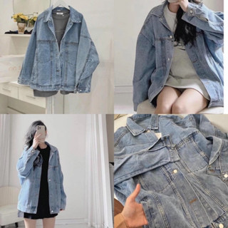 Áo khoác jean nữ form rộng, áo khoác kaki bò dài tay phong cách unisex