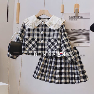 Set dạ tweed cổ bèo qccc bé gái