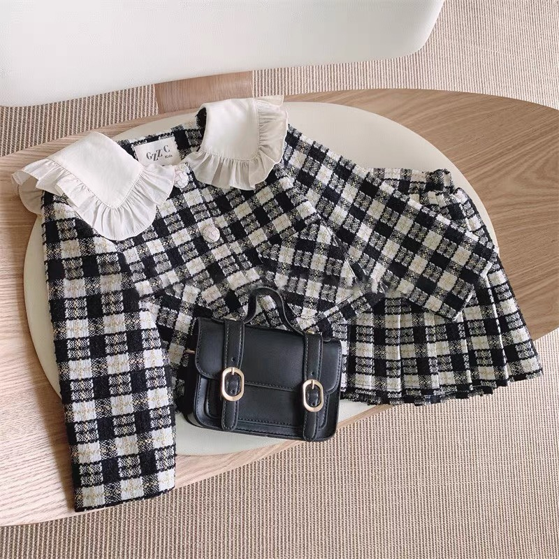 Set Dạ Tweed Cổ Bèo QCCC Bé Gái