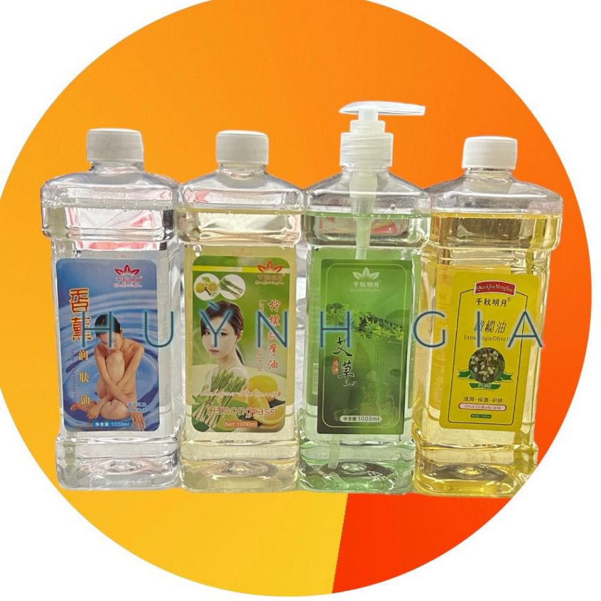 Dầu Massage Body Chai 1000ml Có Vòi Xit Hương Lavender,Oliu,Trà xanh, Hoa Hồng v.v