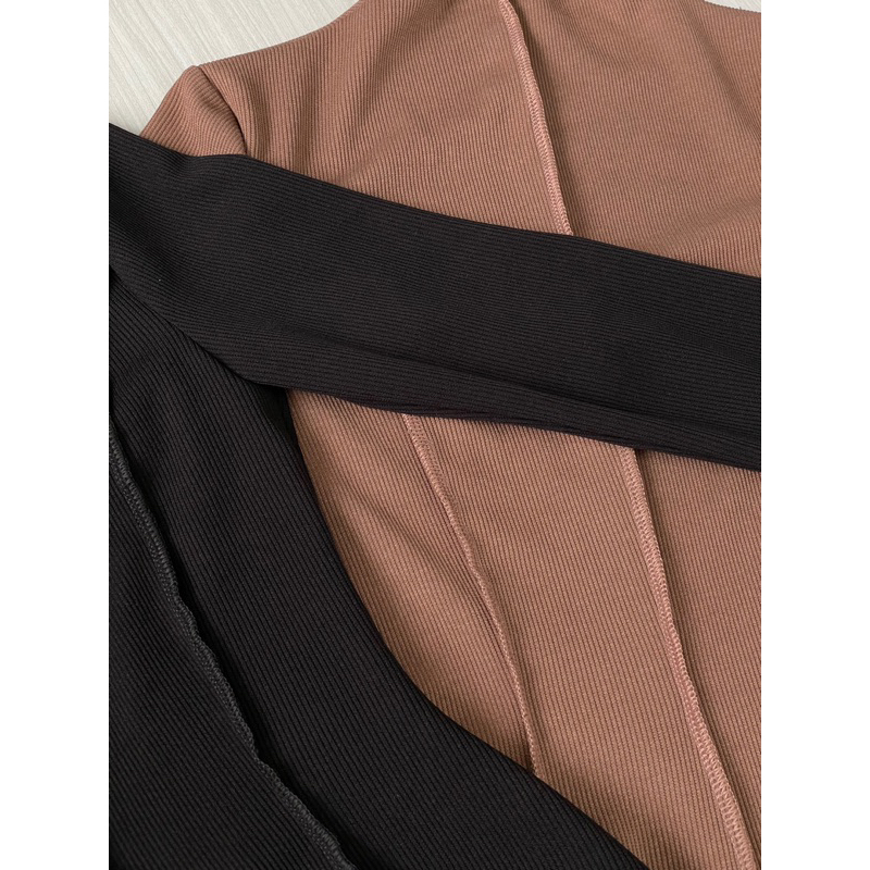 Đầm cổ lọ tay dài Luna Dress NGOCCLOTHING nữ  Váy thun gân dáng xoè thu đông