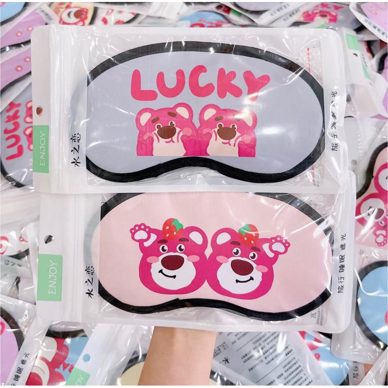 Bịt Mắt Ngủ 3D Có Túi Gel Làm Mát Hình Gấu Dâu