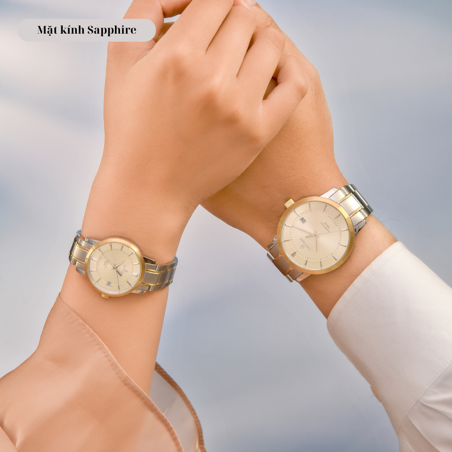 Đồng hồ Sunflame Watch Twilight MJOS00-C mặt kính Sapphire chống xước, chống nước 5 ATM, dây thép đeo tay mẫu đôi nam nữ