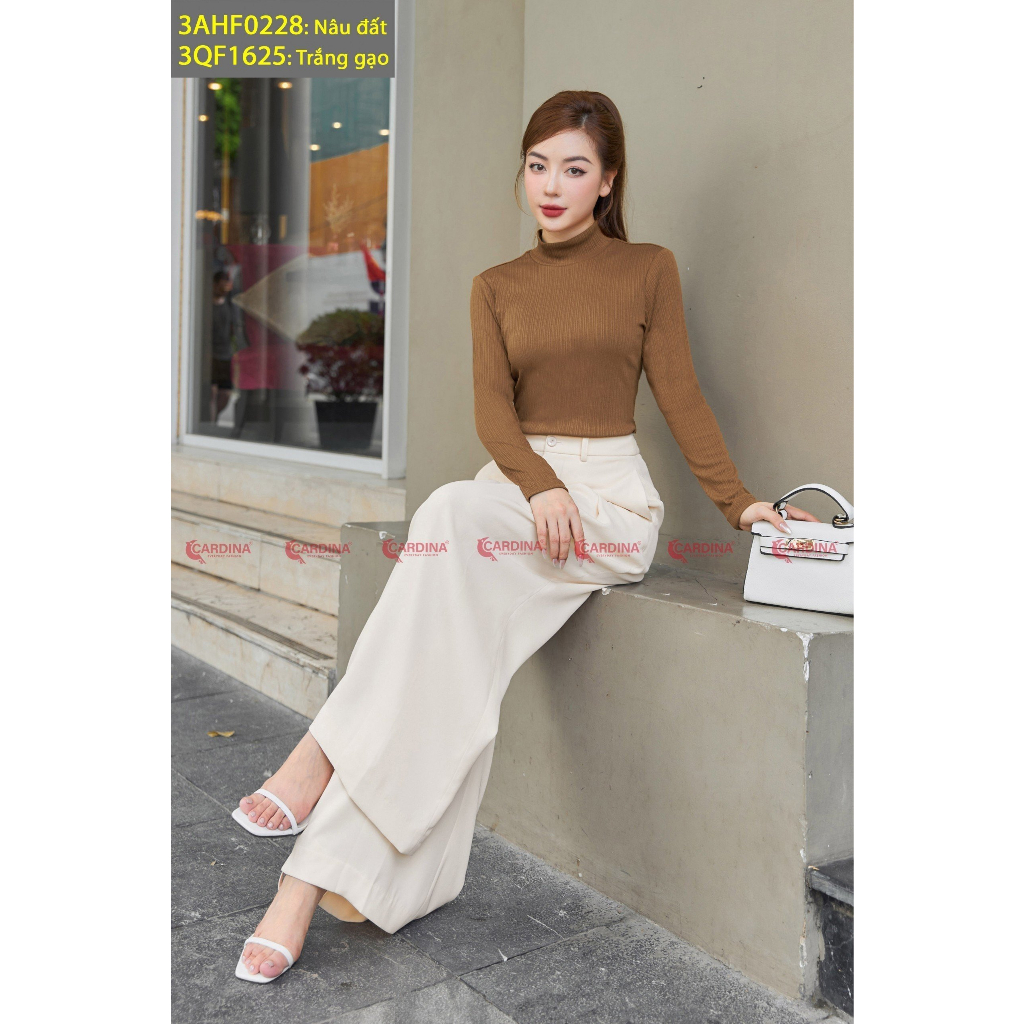 Áo Giữ Nhiệt Nữ 𝐂𝐀𝐑𝐃𝐈𝐍𝐀 Cổ Cao Sợi Len Tăm Kim Sa Giữ Ấm Co Giãn 4 Chiều Màu Sắc Basic Dễ Phối Đồ Siêu Ấm 3AHF02