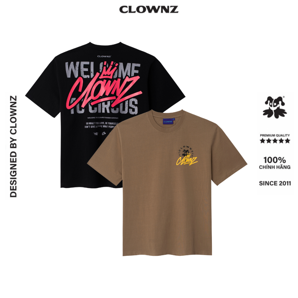 Áo phông ClownZ Graffiti Tagline T-shirt form rộng tay lỡ cổ tròn cotton áo thun nam nữ unisex