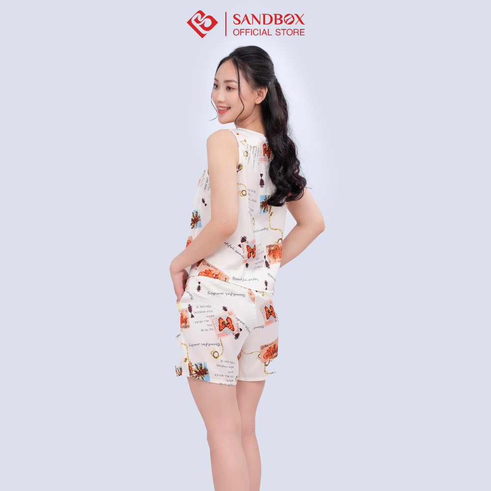 Đồ bộ nữ SANDBOX chất lụa cao cấp, thiết kế áo sát nách quần đùi trẻ trung, thoải mái BHL23004