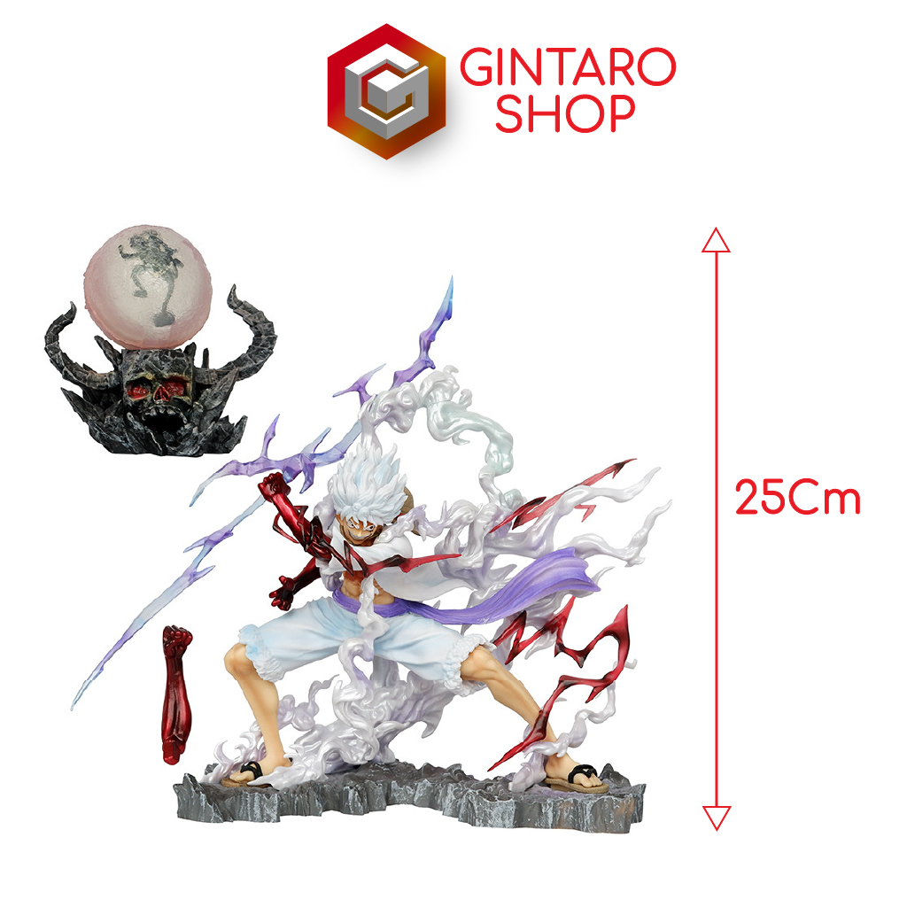 Mô hình Luffy gear 5 dạng chiến đấu cầm tia sét + đảo đầu lâu onigashima cực kỳ ngầu GINTARO SHOP