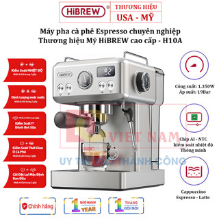Máy pha cà phê HIBREW H10A Espresso - Thương hiệu Mỹ cao cấp, Công suất 1350W - Bảo hành 12 Tháng, Hàng Nhập Khẩu