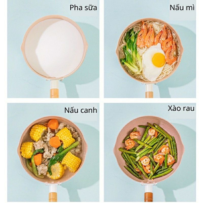 Chảo chống dính mini 18 cm phong cách Hàn Quốc vintage cực xinh, chảo chống dính sâu lòng, đáy sâu