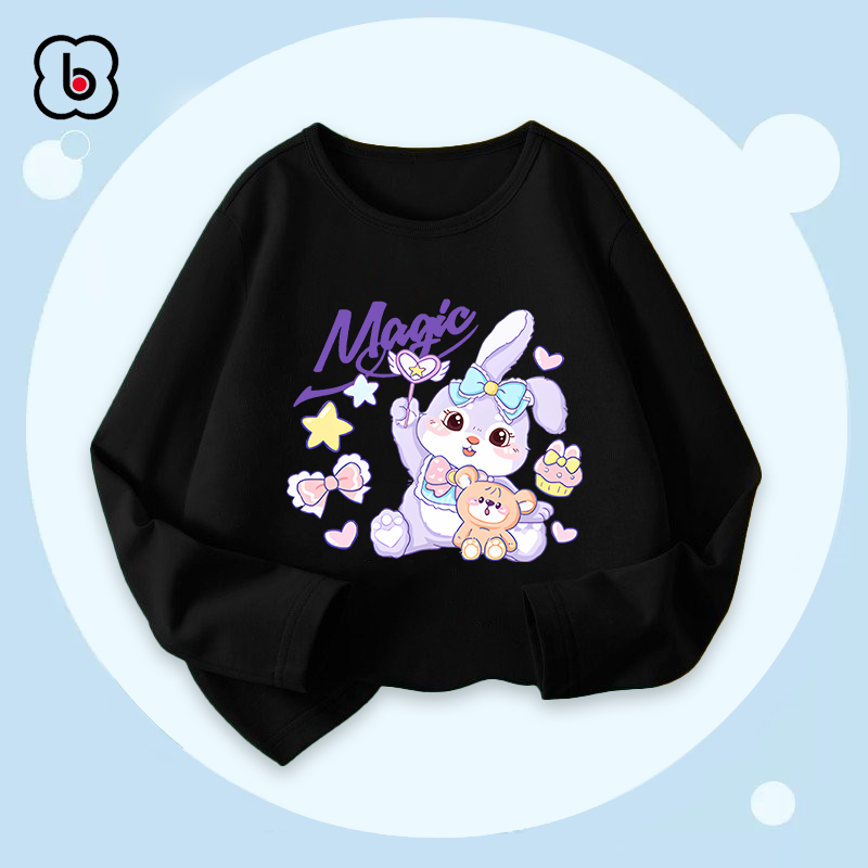 Áo dài tay bé gái BabyloveGO mẫu mới 2024 áo thu đông cổ tròn chất thun cotton in hình cute dễ thương