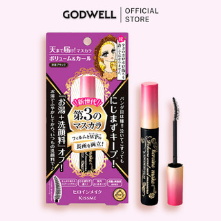 Mascara chống nước làm dày và cong mi Kissme Volume & Curl Waterproof Mascara #Black