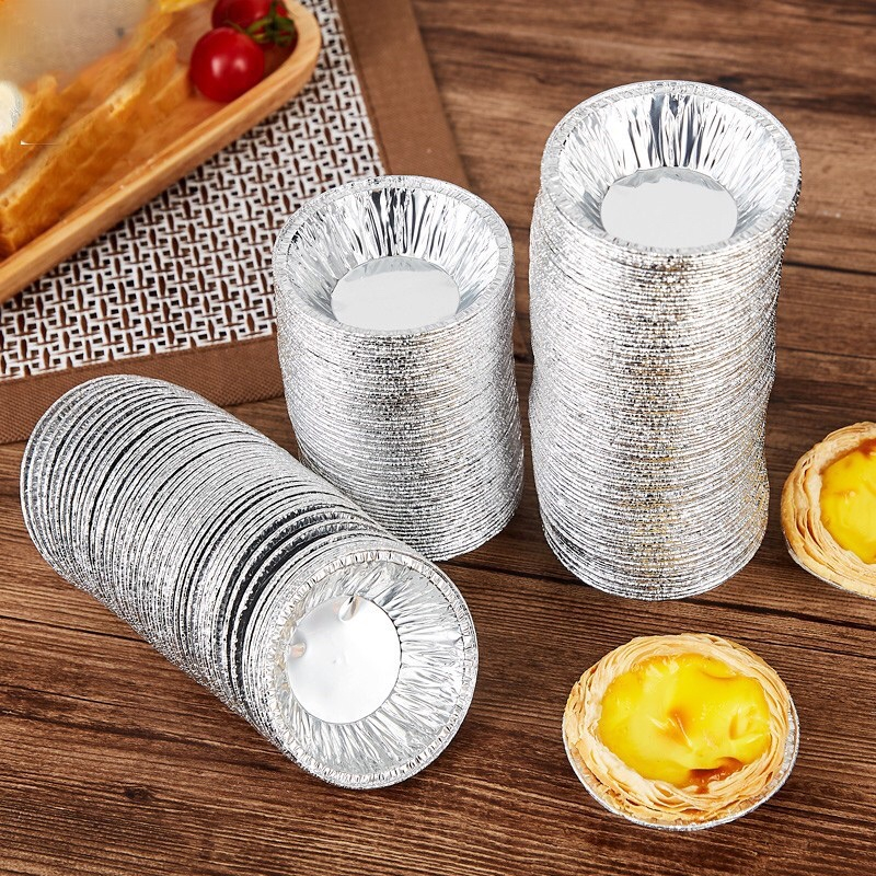 chén bạc nướng set 100 Đế Cốc Chén Giấy Bạc Lót Khuôn Nướng Bánh tart Trứng Tiện Dụng.kimbao