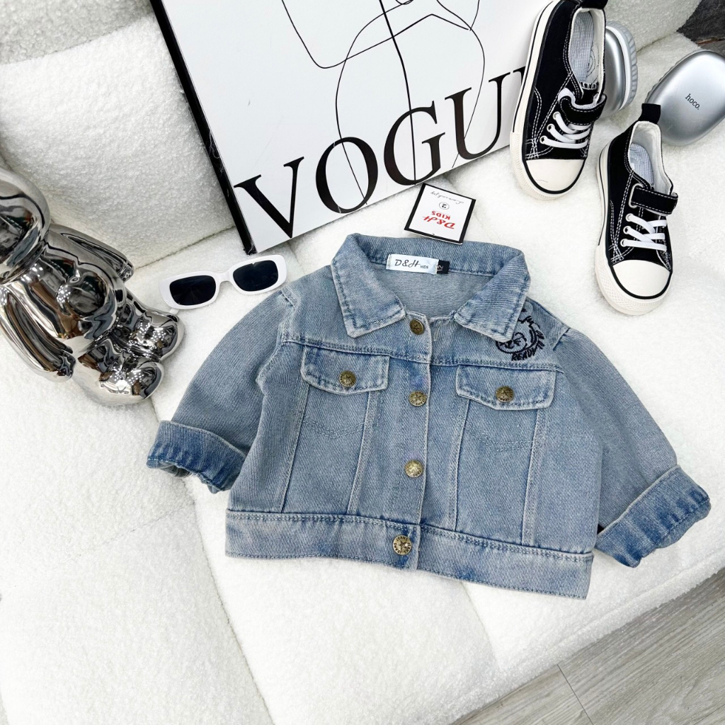 Áo Khoác Bò Họa Tiết Thỏ Dễ Thương Cho Bé WOWKIDS, Áo Khoác Jeans Mềm Họa Tiết Thỏ Dễ Thương