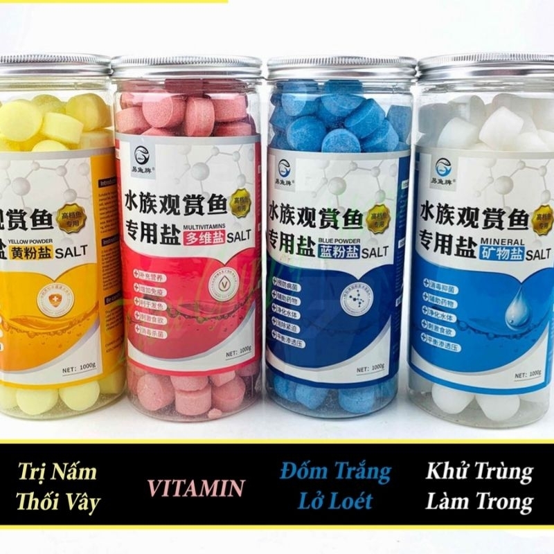 1 viên Muối Tăng Đề Kháng , Xử Lý Nước, Kháng Khuẩn, Bổ Sung Vitamin Cho Cá 4 màu - Mr Fish