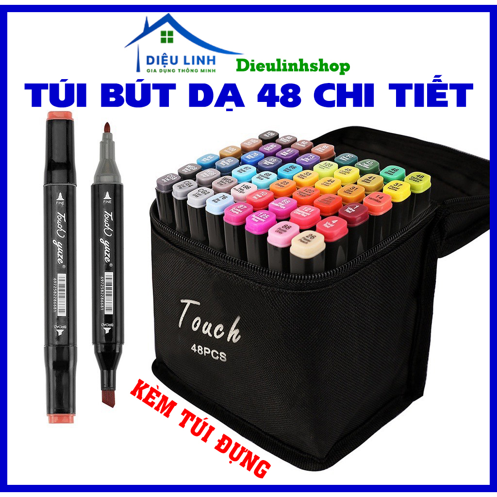 bút màu vẽ tranh 48 màu kèm túi vải, bút tô màu cho bé dieulinhshop