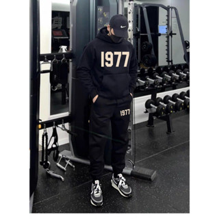 Set Bộ Nỉ Hoodie Nam Nữ Phối Họa Tiết 1977 Cá Tính, Phong Cách Thể Thao Mùa Đông Sành Điệu, Chất Liệu Nỉ Ngoại Dày Dặn
