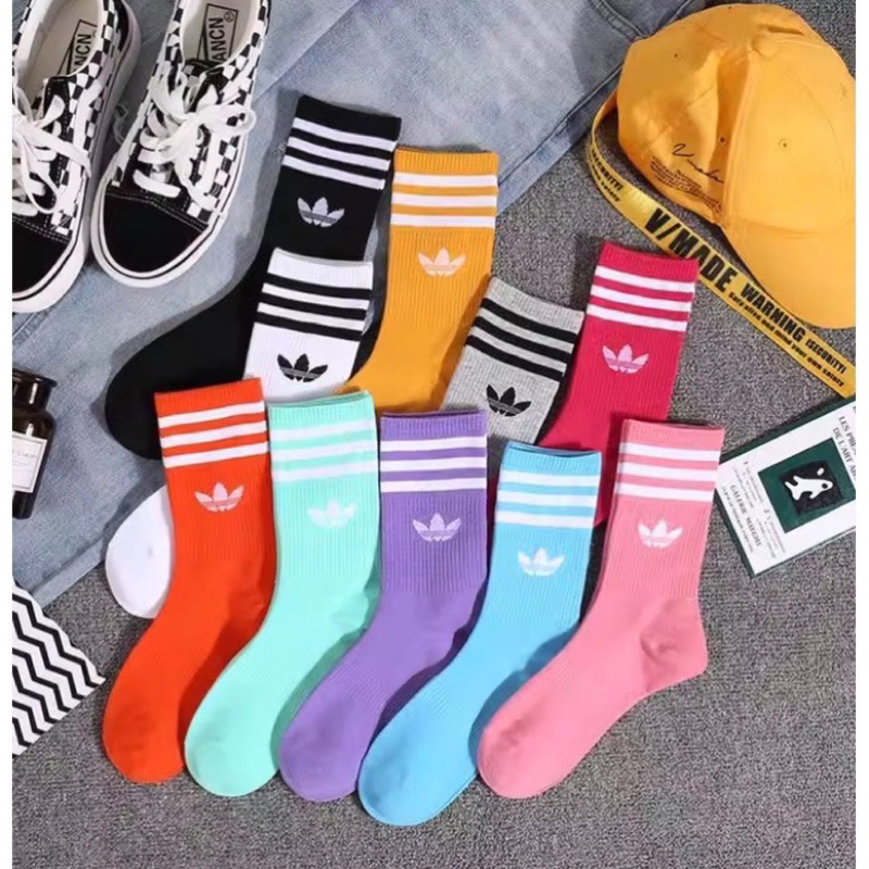 Vớ tất cổ cao màu 3 LÁ A ĐI DAS phối màu cổ chân Ullzang