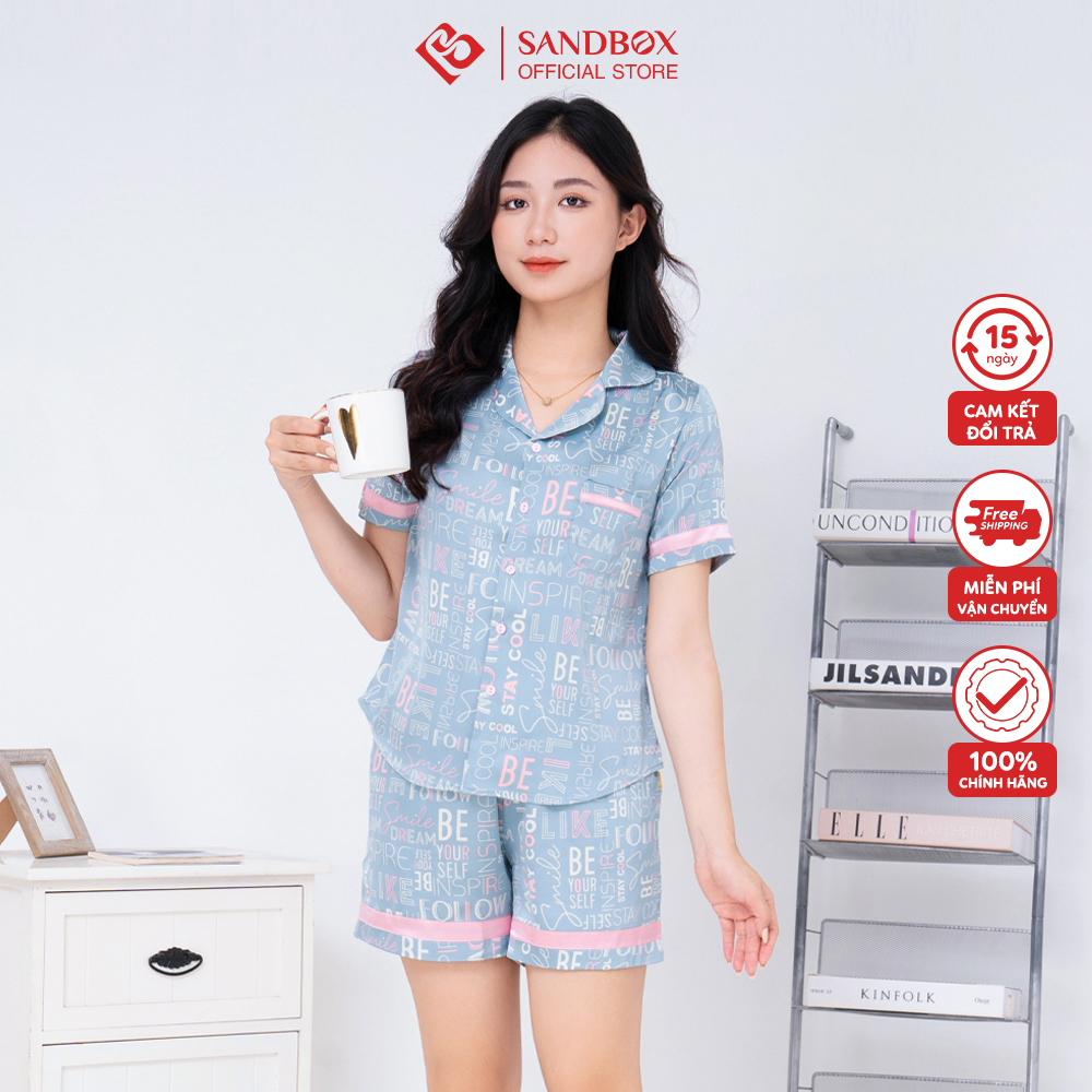 Đồ Bộ Nữ SANDBOX Pijama Quần Đùi, Áo Cộc Tay Chất Lụa Satin Nhật Cao Cấp Thiết Kế Phối Trẻ Trung Mềm Mại(BLD22003)