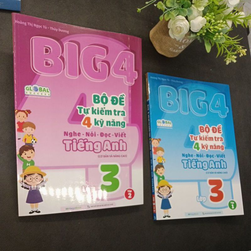 Sách - Combo Big 4 Bộ Đề Tự Kiểm Tra 4 Kỹ Năng Nghe Nói Đọc Viết Cơ Bản và Nâng Cao Tiếng Anh Lớp 3 tập 1 và 2 MEGA9334
