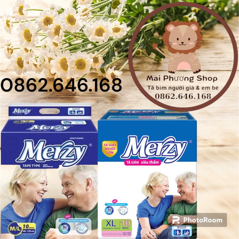 Tã/bỉm Dán người già Merzy Size M/L10 -XL10