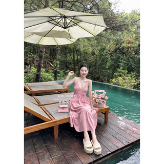 VÁY DÂY DÀI CỔ TIM CHẤT LỤA - linh hoàng