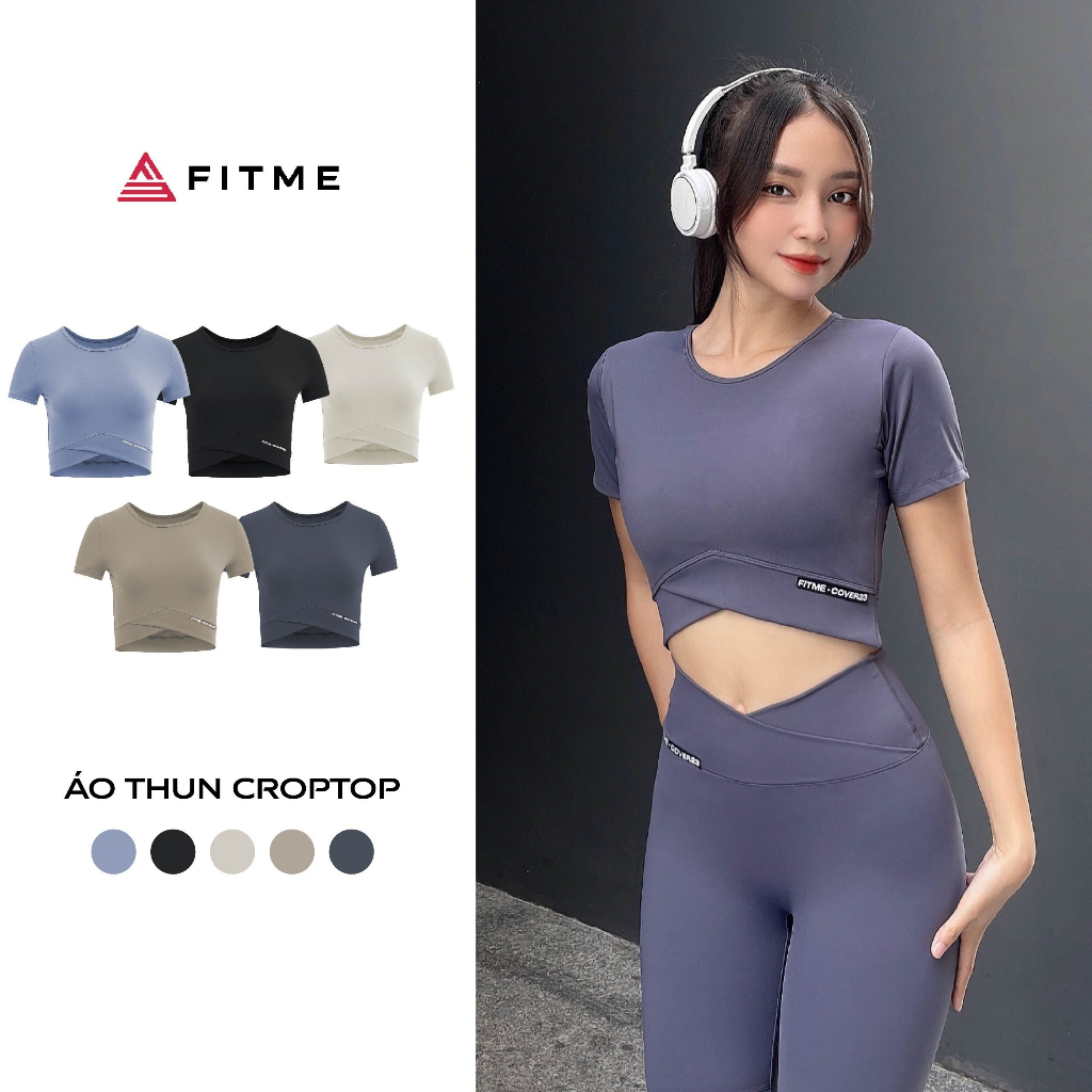 Áo croptop tập gym yoga Fitme Cover23 ôm body có tay form ôm thoáng mát thấm hút tốt - ACCV