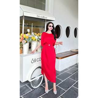 Đầm lụa đỏ thiết kế may o10 chất liệu lụa cao cấp đai eo mặc 2 kiểu - đầm dự tiệc màu đỏ sang trọng chuẩn may