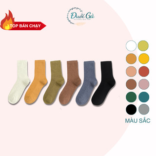 Tất Nữ Cao Cổ Đuôi Gà chất cotton chải kỹ cao cấp gân chìm 12 màu pastel _ NTIEN13