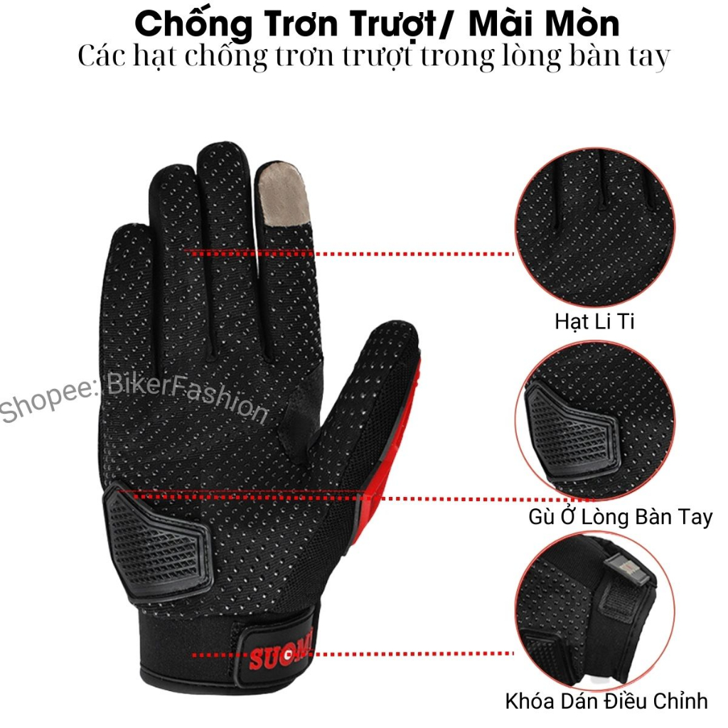 Găng tay Probiker/ Suomy 35h dài ngón gù inox