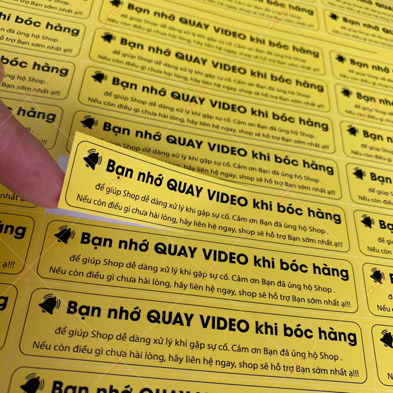 Tem Dán Nhắc Nhở Quay Video, Tem dán Niêm Phong, Tem dán quay video