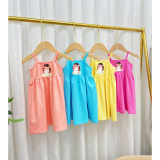 Đầm dây in hình cô gái dễ thương cho bé gái