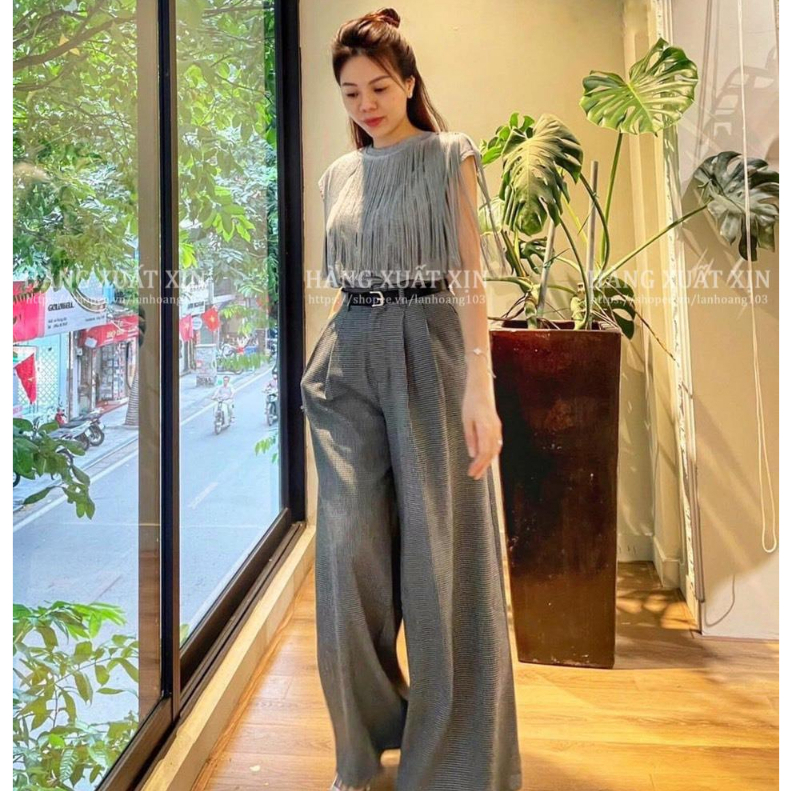 Quần ống rộng nữ Shojo cạp cao dáng công sở thanh lịch chất dạ Hàn mềm mịn