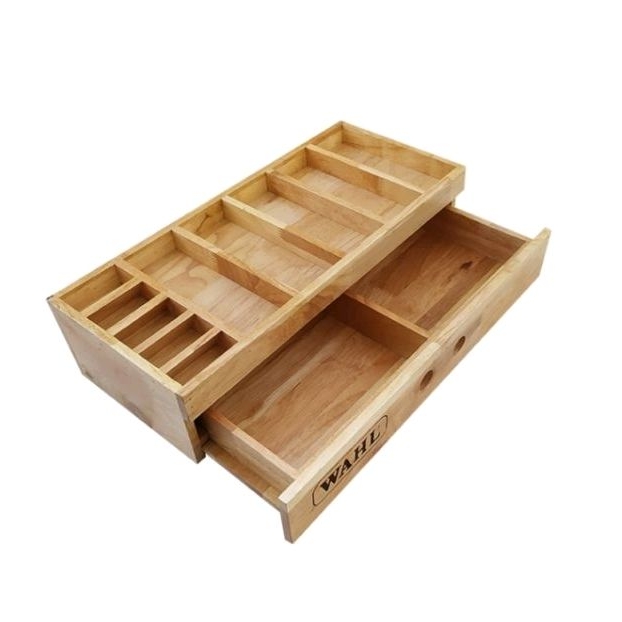 khay gỗ đựng tông đơ có ngăn kéo dưới