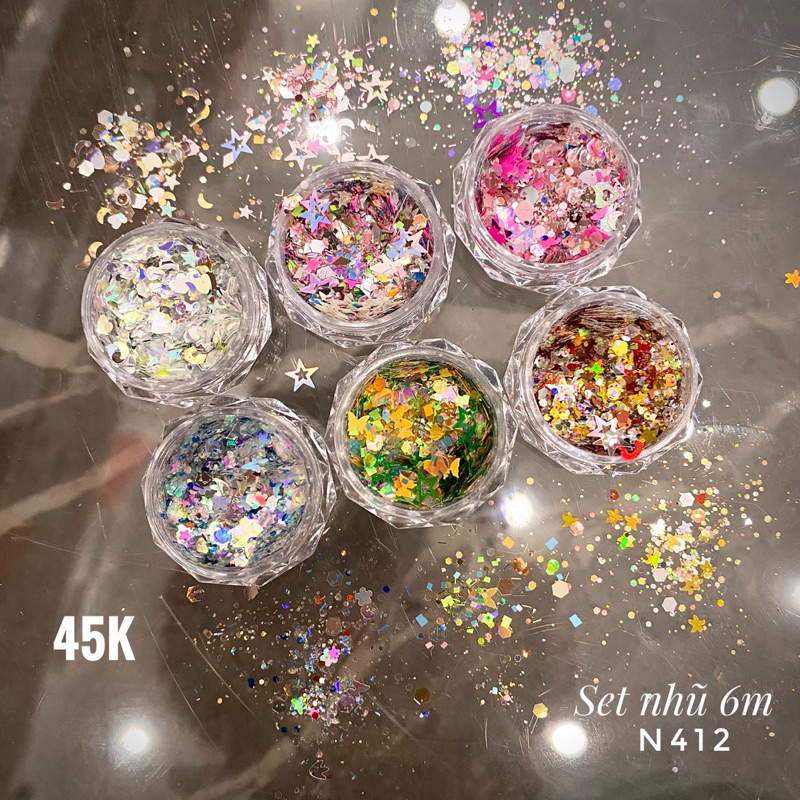 Set nhũ nail- set nhũ 4 màu- set nhũ 6 màu- đồ nails nhật quyên