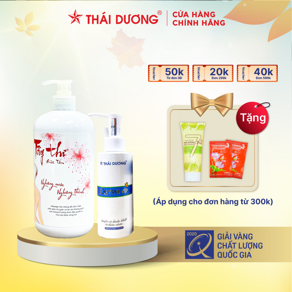 Combo sữa tắm trắng da TT và ddvs QP