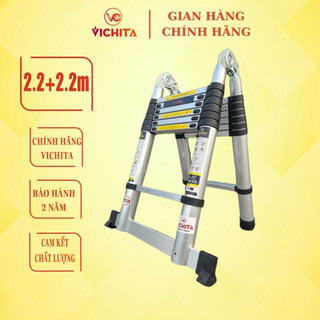 Thang nhôm chữ A 2.2+2.2M VICHITA - Thang nhập khẩu - Tặng 2 chốt thang nhôm - Bảo hành 2 năm