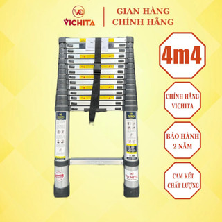 Thang nhôm rút 4.4m VICHITA - Công nghệ Nhật Bản - Bảo hành 24 tháng - Tặng 2 chốt thang nhôm