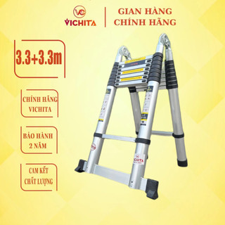 Thang nhôm chữ A 3.3+3.3M VICHITA - Thang nhập khẩu - Tặng 2 chốt thang nhôm - Bảo hành 2 năm