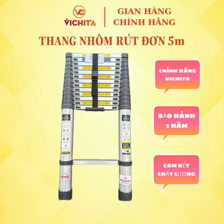 Thang nhôm rút đơn xếp gọn VICHITA 5M - Tặng 2 chốt thang, nhập khẩu giá rẻ