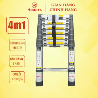 Thang nhôm rút đơn xếp gọn vichita 4.1m - tặng 2 chốt thang, nhập khẩu giá rẻ