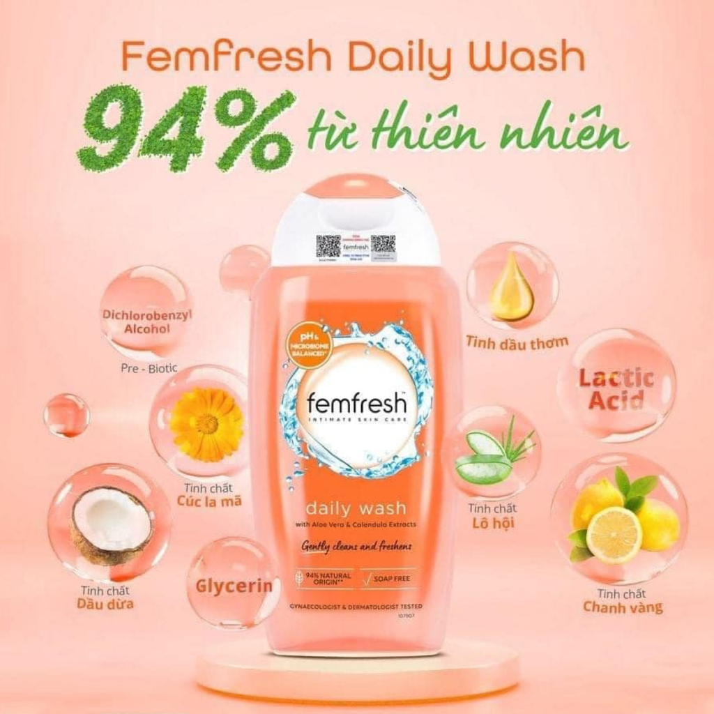 Dung Dịch Vệ Sinh Phụ Nữ Femfresh Daily Intimate Wash 250ml Anh Quốc Giúp Sạch Thơm Suốt Ngày Dài