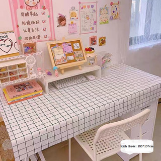 Khăn trải bàn kẻ caro vintage nhựa PVC chống thấm nước, thảm picnic ngoài trời, decor phông nền chụp ảnh, khăn phủ bàn
