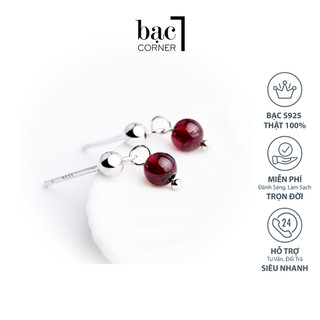 Bông Tai Bạc, Khuyên Nụ Bạc Đá Đỏ 4,5mm Cá Tính Chất Liệu Bạc 925 Siêu Sáng Không Gỉ - Bạc Corner