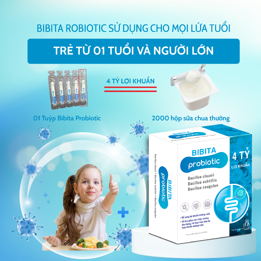 Men tiêu hóa Bibita Probiotic- Men vi sinh 4 tỷ lợi khuẩn hỗ trợ giảm đau