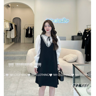 Váy phối cổ đá tay tơ sm