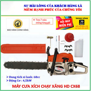 Máy cưa xích 68cc, máy cưa gỗ. bh 12 tháng.