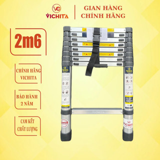 Thang nhôm rút đơn xếp gọn VICHITA 2.6M - Tặng 2 chốt thang, nhập khẩu giá rẻ