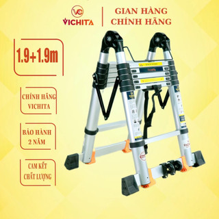 Thang Chữ A 3.8M (1.9+1.9)m VICHITA Bản Cao Cấp Trọn Bộ Full Phụ Kiện Đi Kèm